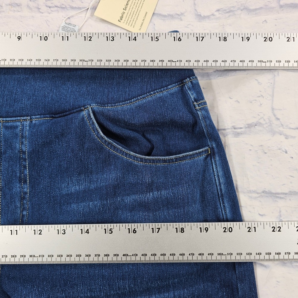 Halara Wide Leg Flex Denim Pants Womens XL Petite Blue Dark Wash Pull On Stretch - Picture 3 of 11